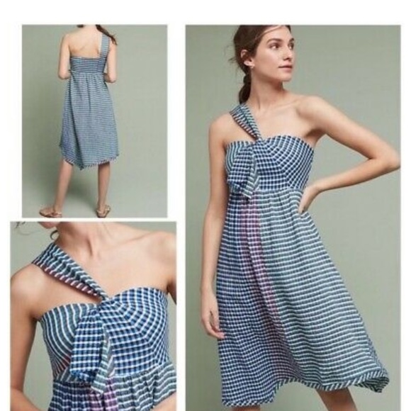 Anthropologie Dresses & Skirts - Maeve One Shoulder Plaid Dress